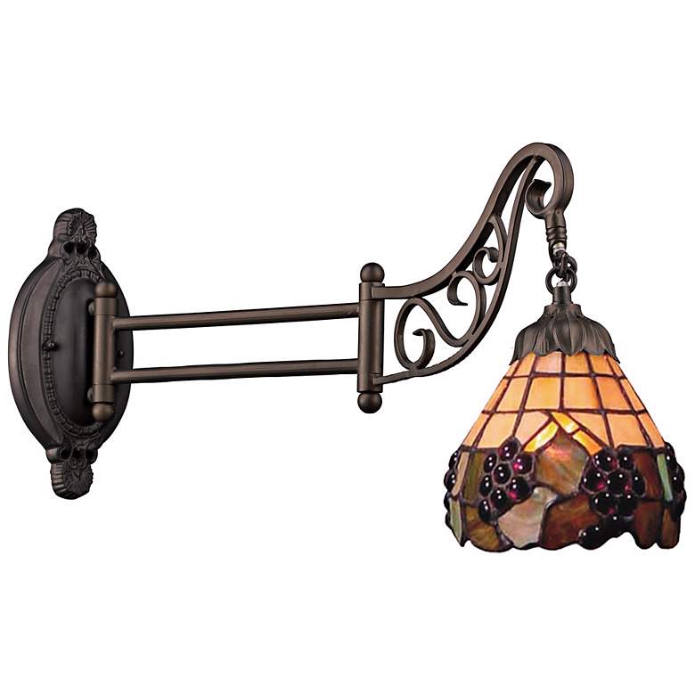 Image 1 Grape Bronze Tiffany Style Swing Arm Wall Lamp