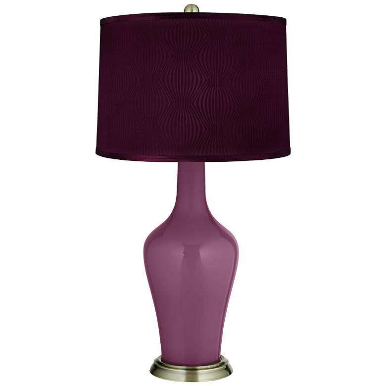 Image 1 Grape Harvest Patterned Purple Shade Anya Table Lamp