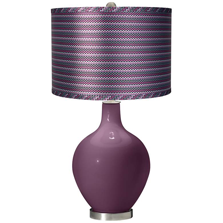 Image 1 Grape Harvest - Satin Purple Zig Zag Shade Ovo Table Lamp