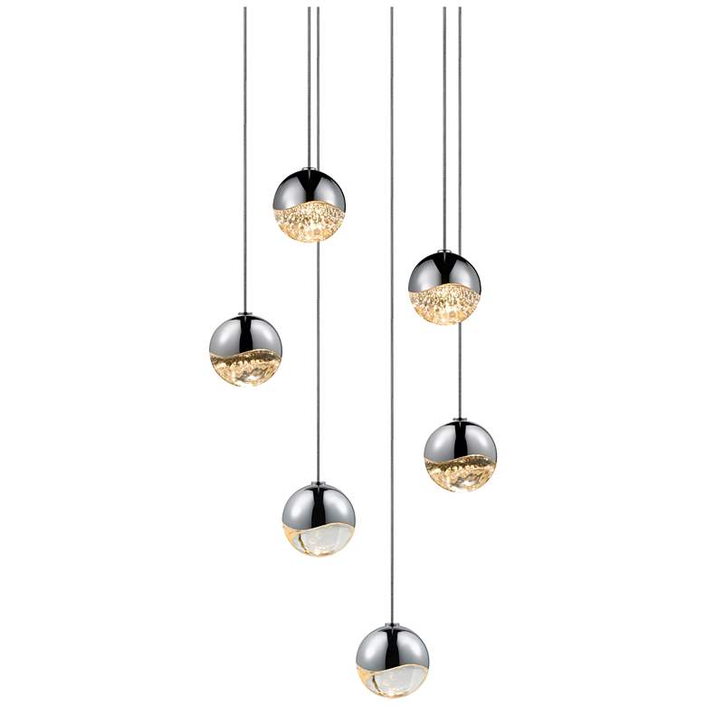 Image 1 Grapes 10.5" Wide 6-Light Polished Chrome LED Pendant