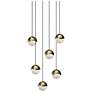 Grapes 10.5" Wide Round 6-Light Brass LED Pendant