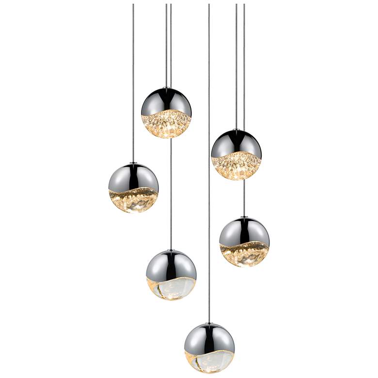 Image 1 Grapes 11.25" Wide 6-Light Polished Chrome LED Pendant
