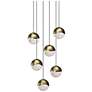Grapes 11.25" Wide Round 6-Light Brass LED Pendant