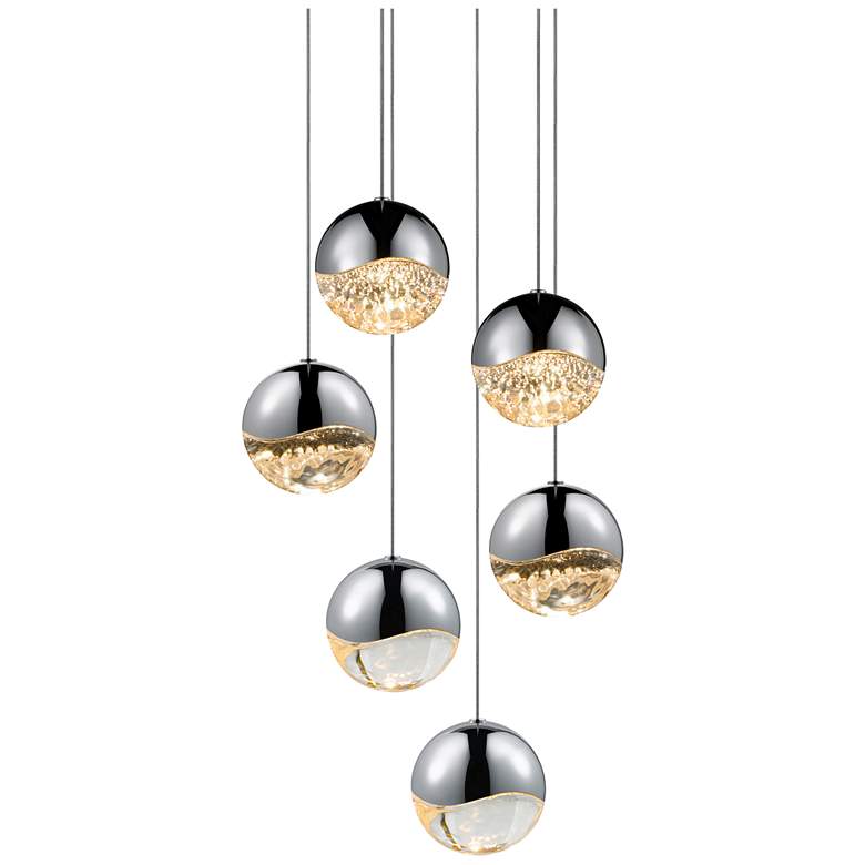 Image 1 Grapes 11.75 inch Wide 6-Light Polished Chrome LED Pendant