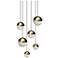 Grapes 11.75" Wide Round 6-Light Brass LED Pendant