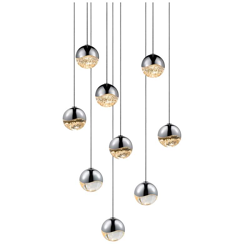 Image 1 Grapes 12.5 inch Wide 9-Light Polished Chrome LED Pendant