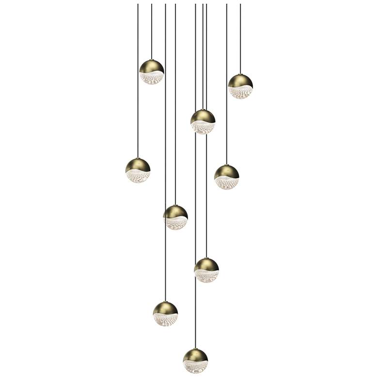 Image 1 Grapes 12.5" Wide Round 9-Light Brass LED Pendant