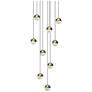 Grapes 12.5" Wide Round 9-Light Brass LED Pendant