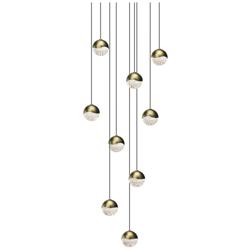 Grapes 12.5" Wide Round 9-Light Brass LED Pendant