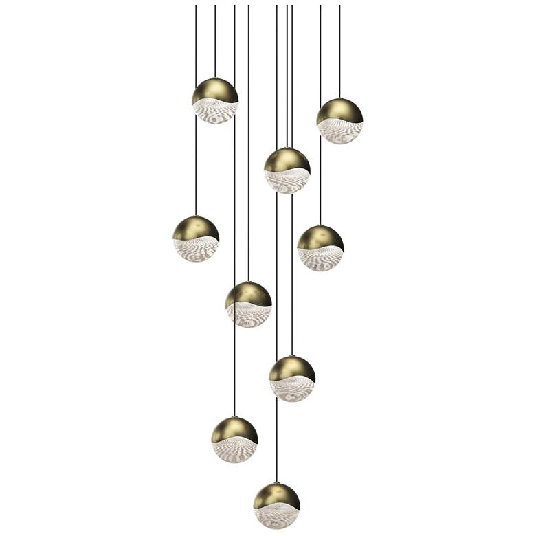 Image 1 Grapes 13.25" Wide Round 9-Light Brass LED Pendant