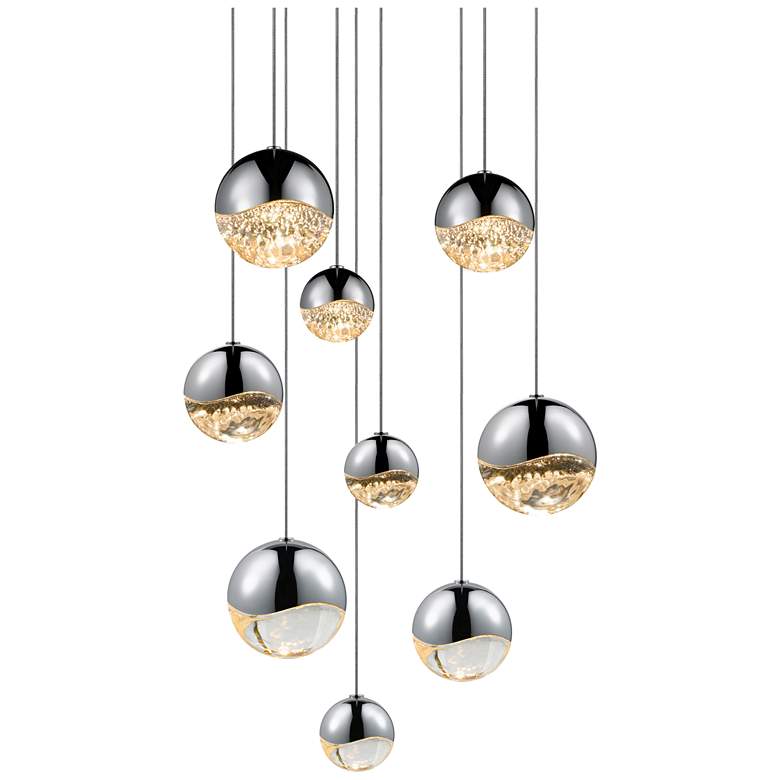 Image 1 Grapes 13.75" Wide 9-Light Polished Chrome LED Pendant