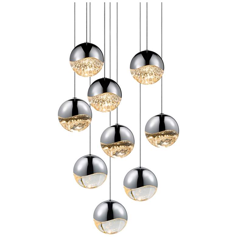 Image 1 Grapes 13.75 inch Wide 9-Light Polished Chrome LED Pendant