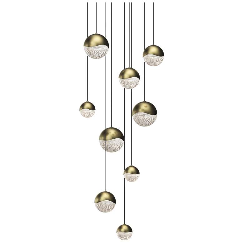 Image 1 Grapes 13.75" Wide Round 9-Light Brass LED Pendant
