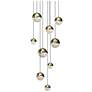 Grapes 13.75" Wide Round 9-Light Brass LED Pendant