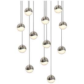 Image1 of Grapes 15.5" Wide 12-Light Satin Nickel LED Pendant