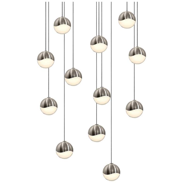 Image 1 Grapes 15.5" Wide 12-Light Satin Nickel LED Pendant