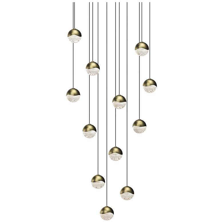 Image 1 Grapes 15.5" Wide Round 12-Light Brass LED Pendant