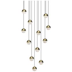 Grapes 15.5" Wide Round 12-Light Brass LED Pendant