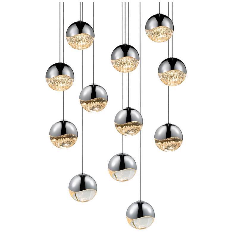 Image 1 Grapes 16.25 inch Wide 12-Light Polished Chrome LED Pendant