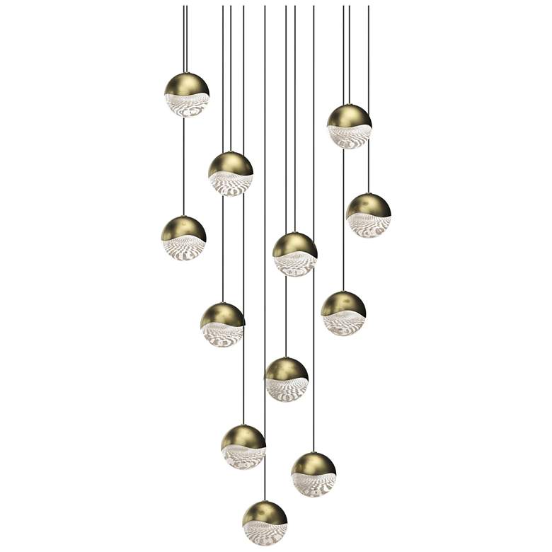 Image 1 Grapes 16.25 inch Wide Round 12-Light Brass LED Pendant