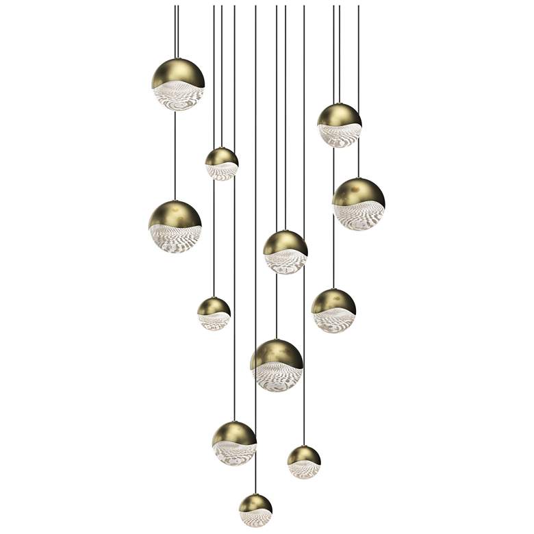 Image 1 Grapes 17" Wide Round 12-Light Brass LED Pendant
