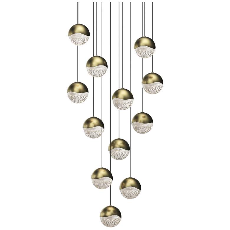 Image 1 Grapes 17 inch Wide Round 12-Light Brass LED Pendant