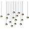 Grapes 22.5" Wide Square 16-Light Brass LED Pendant