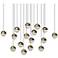 Grapes 23.25" Wide Square 16-Light Brass LED Pendant