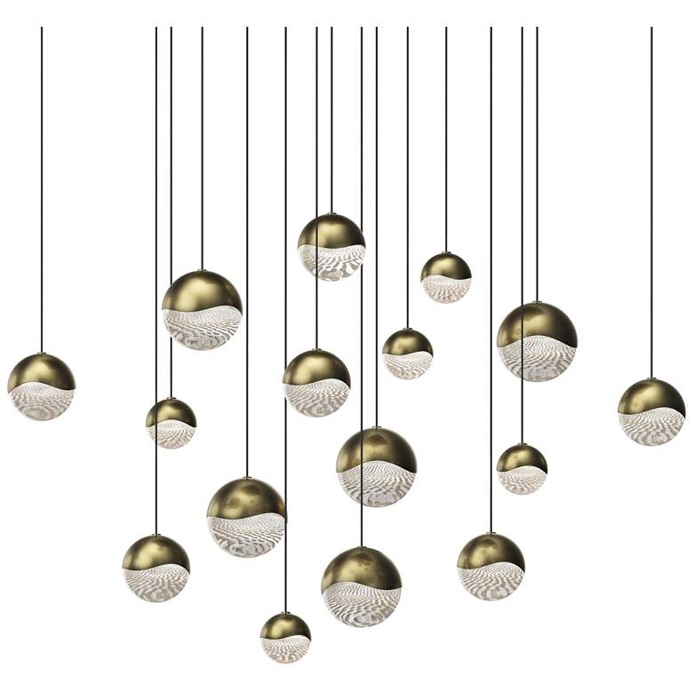 Image 1 Grapes 23.75" Wide Square 16-Light Brass