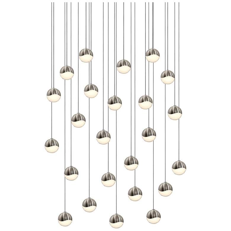 Image 1 Grapes 25.5" Wide 24-Light Satin Nickel LED Pendant