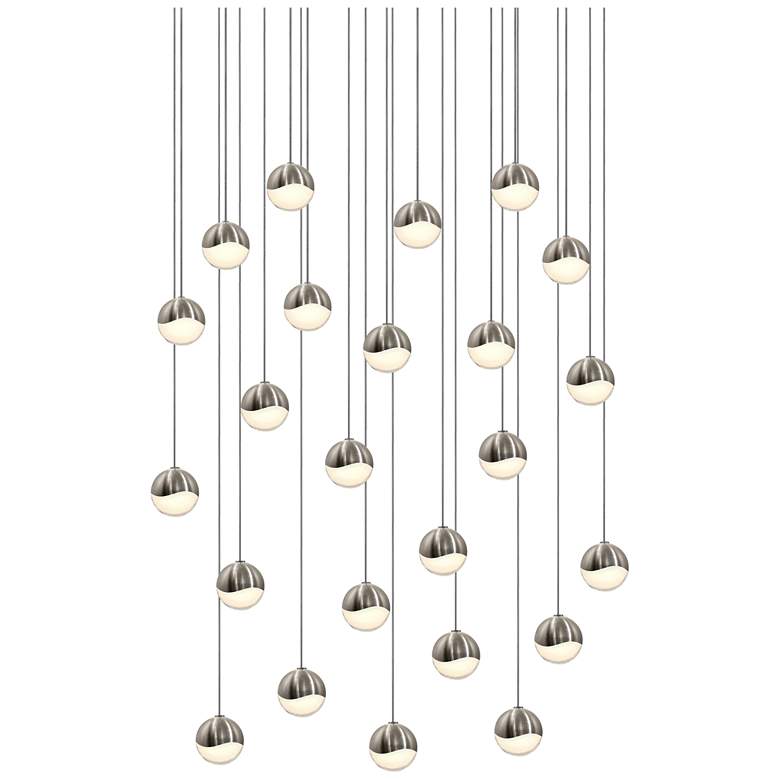 Image 1 Grapes 25.5 inch Wide 24-Light Satin Nickel LED Pendant