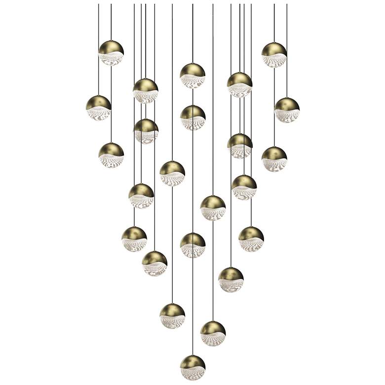 Image 1 Grapes 26.25 inch Wide Round 24-Light Brass LED Pendant