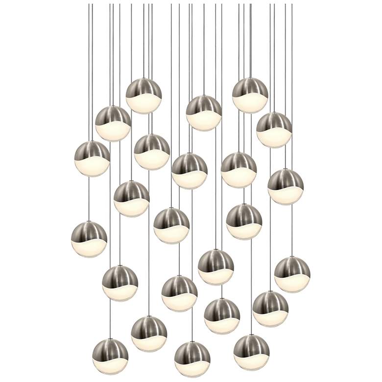 Image 1 Grapes 27" Wide 24-Light Satin Nickel LED Pendant