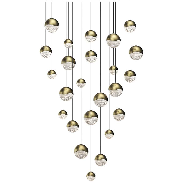 Image 1 Grapes 27" Wide Round 24-Light Brass LED Pendant