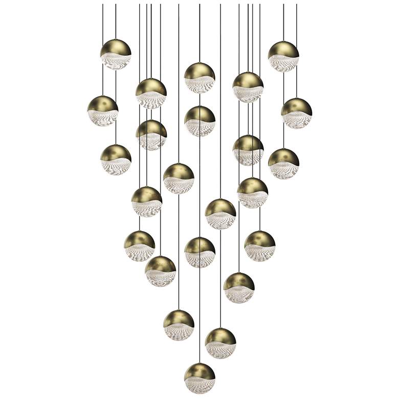 Image 1 Grapes 27 inch Wide Round 24-Light Brass LED Pendant