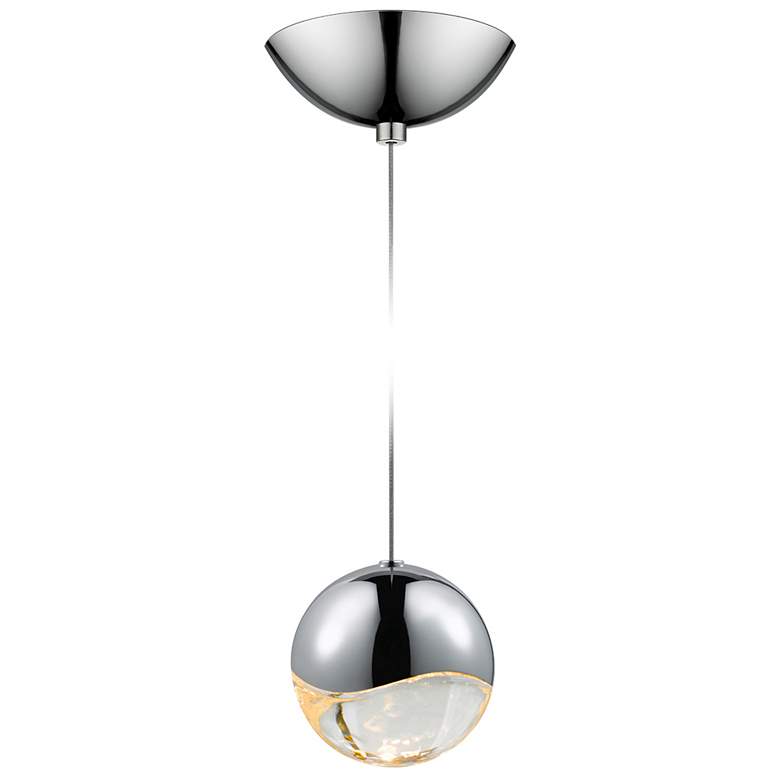 Image 1 Grapes 3.75" Wide Polished Chrome Large Dome LED Pendant