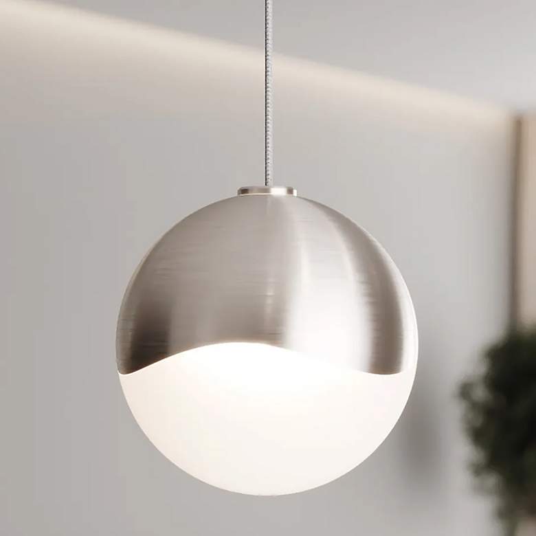 Image 1 Grapes 3.75" Wide Satin Nickel Large LED Pendant With Micro-Dome Canop