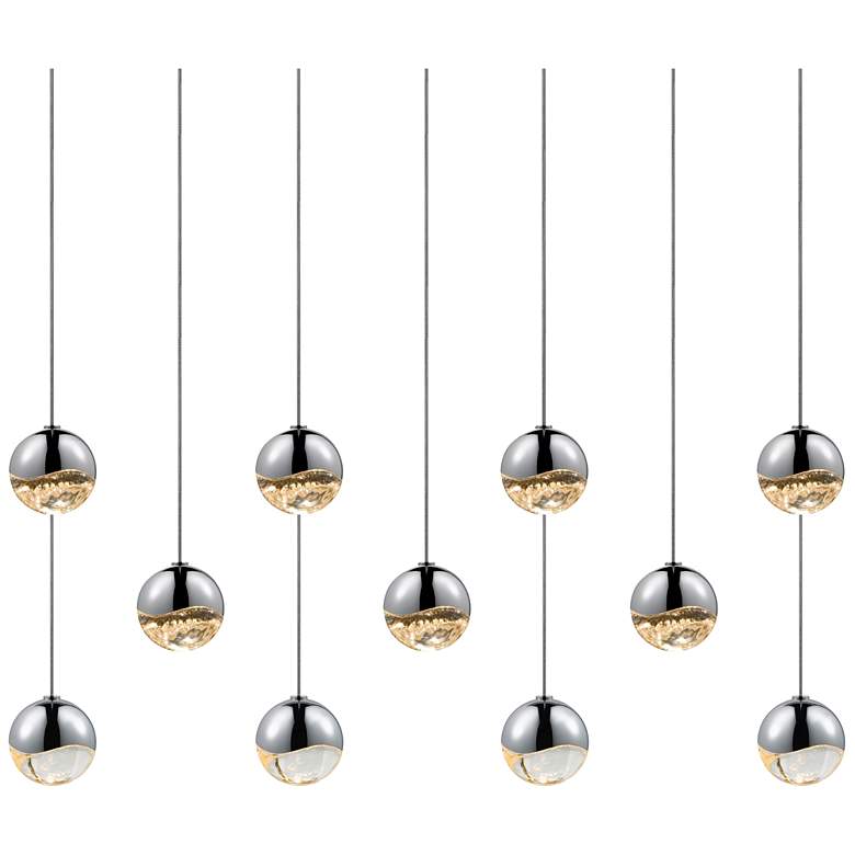 Image 1 Grapes 36.25" Wide 11.Light Polished Chrome Small LED Pendant