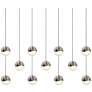 Grapes 36.25" Wide 11.Light Satin Nickel Small Rectangle LED Pendant