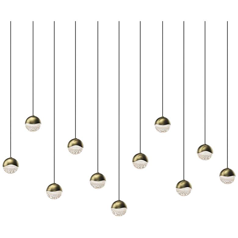 Image 1 Grapes 36.25" Wide Rectangle 11-Light Brass LED Pendant