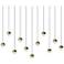 Grapes 36.25" Wide Rectangle 11-Light Brass LED Pendant