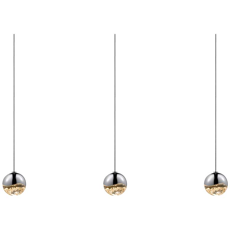Image 1 Grapes 36.5" Wide 3.Light Polished Chrome Small LED Pendant