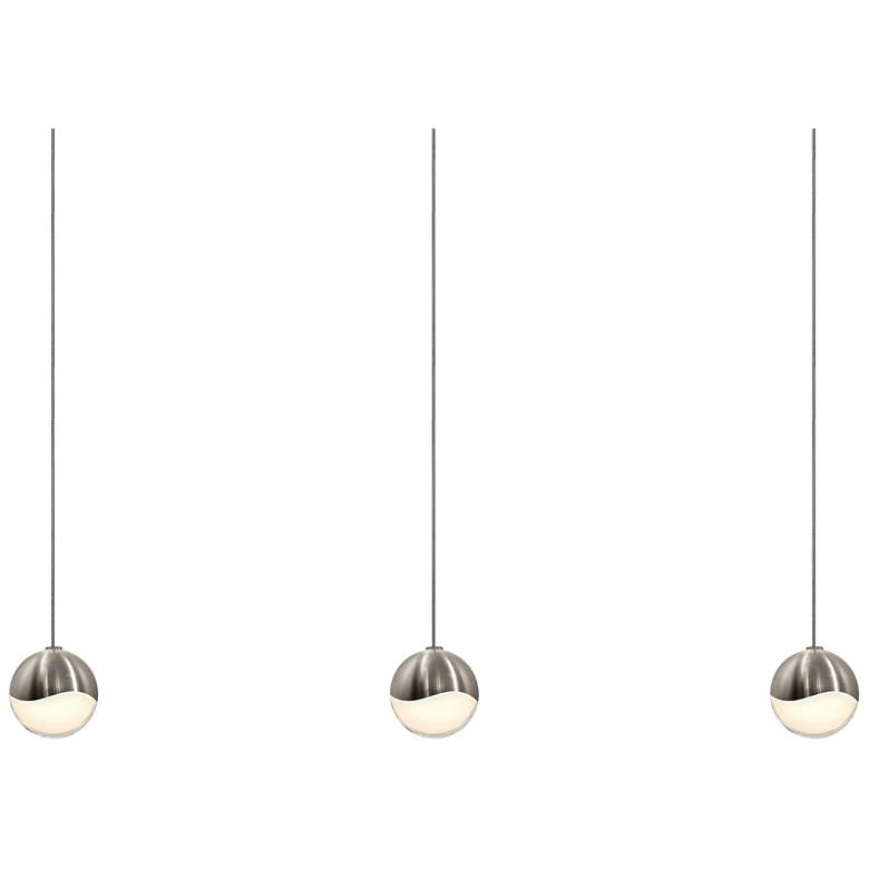 Image 1 Grapes 36.5 inch Wide 3.Light Satin Nickel Small LED Pendant