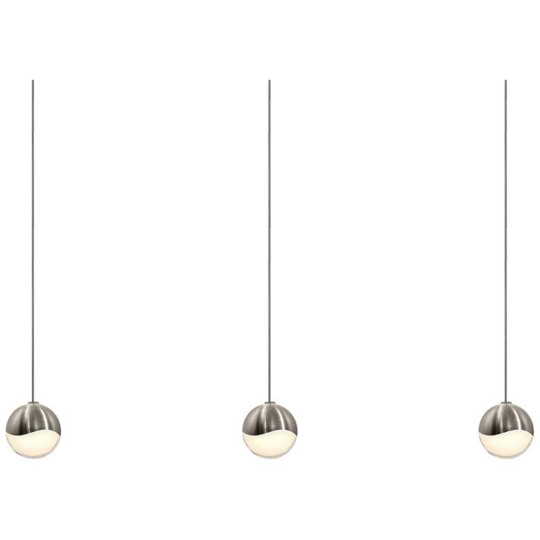 Image 1 Grapes 36.5" Wide 3.Light Satin Nickel Small LED Pendant