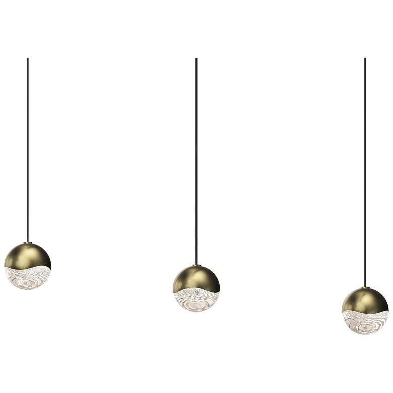 Image 1 Grapes 36.5" Wide Rectangle 3-Light Brass LED Pendant