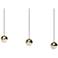 Grapes 36.5" Wide Rectangle 3-Light Brass LED Pendant