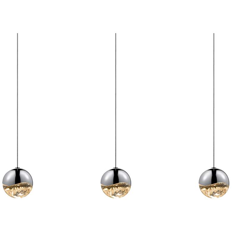 Image 1 Grapes 37.25" Wide 3.Light Polished Chrome Medium LED Pendant