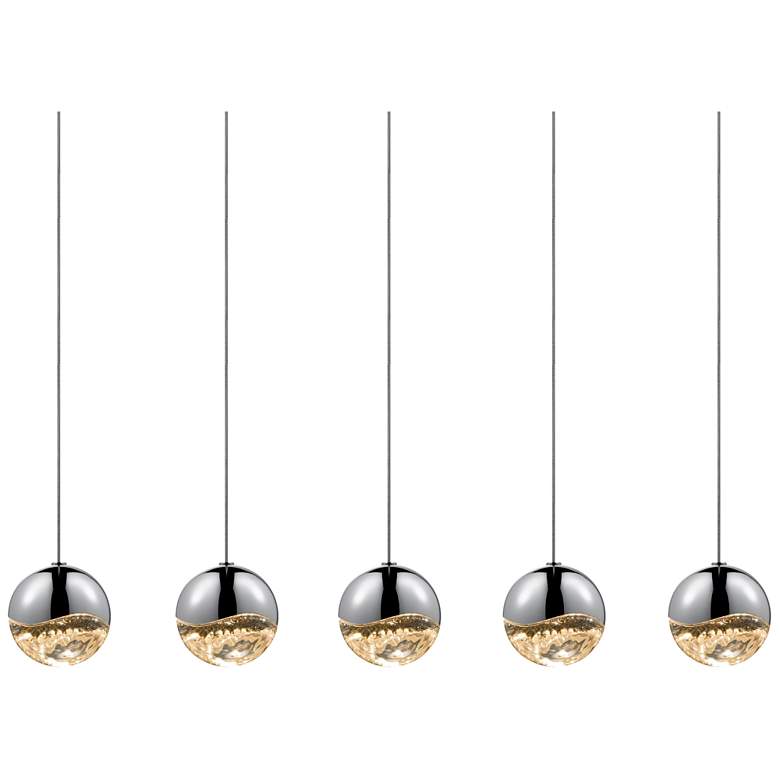 Image 1 Grapes 37.25" Wide 5.Light Polished Chrome Medium LED Pendant