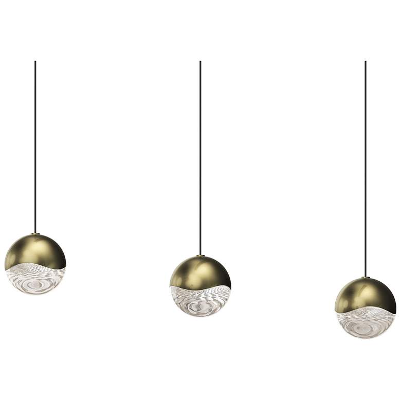 Image 1 Grapes 37.25" Wide Rectangle 3-Light Brass LED Pendant