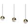 Grapes 37.25" Wide Rectangle 3-Light Brass LED Pendant